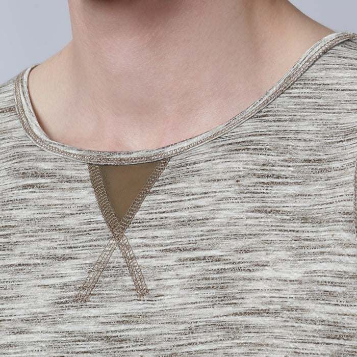 Heather Sand Melange Training Camp Muscle Tee - Parke & Ronen