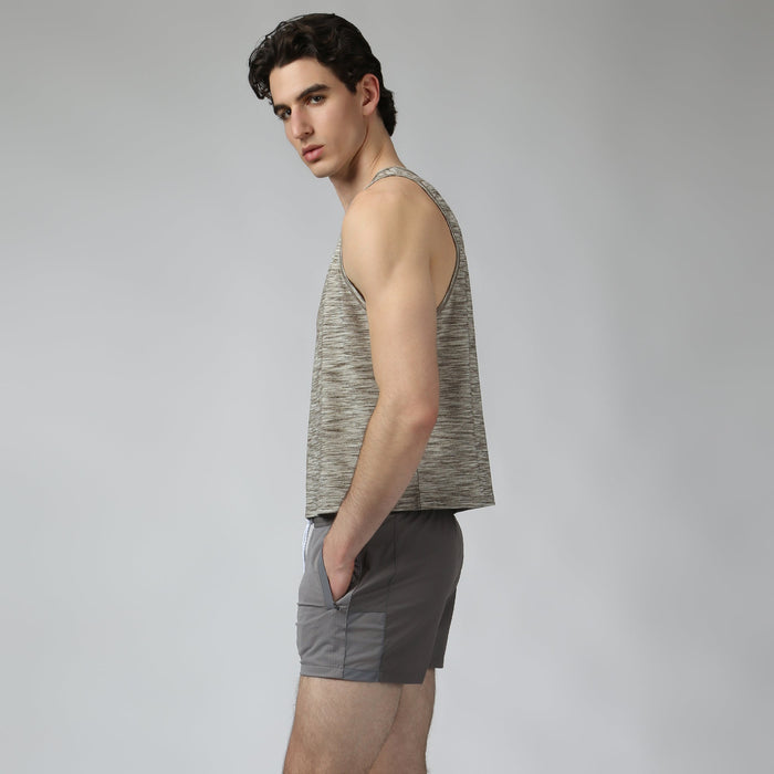 Heather Sand Melange Training Camp Muscle Tee - Parke & Ronen