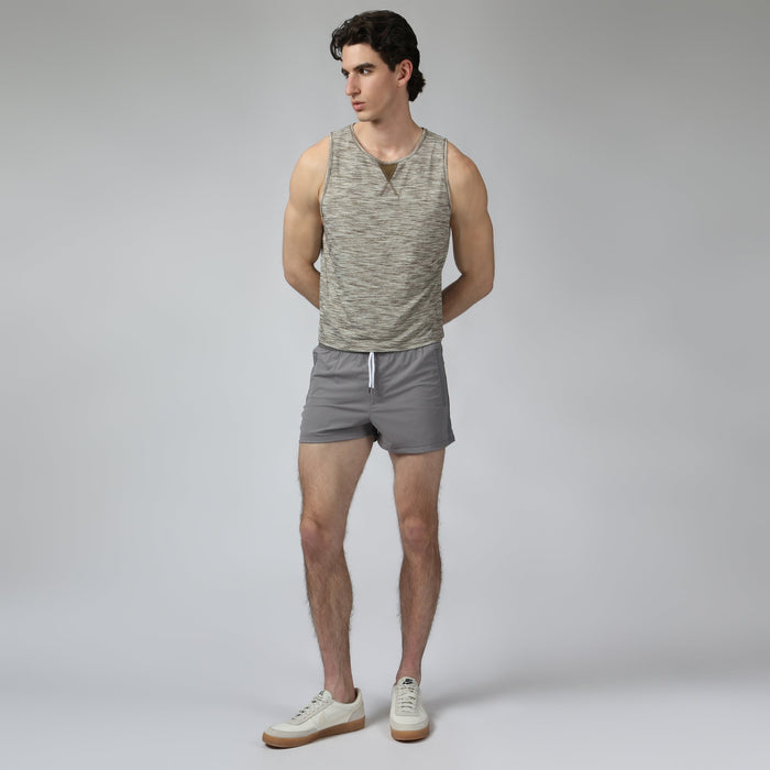 Heather Sand Melange Training Camp Muscle Tee - Parke & Ronen