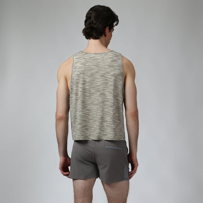 Heather Sand Melange Training Camp Muscle Tee - Parke & Ronen