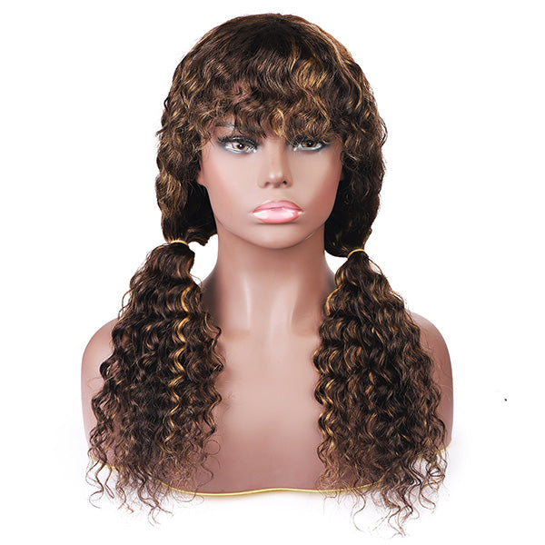 highlight human hair wigs with bangs for a trendy, easy-to-wear look