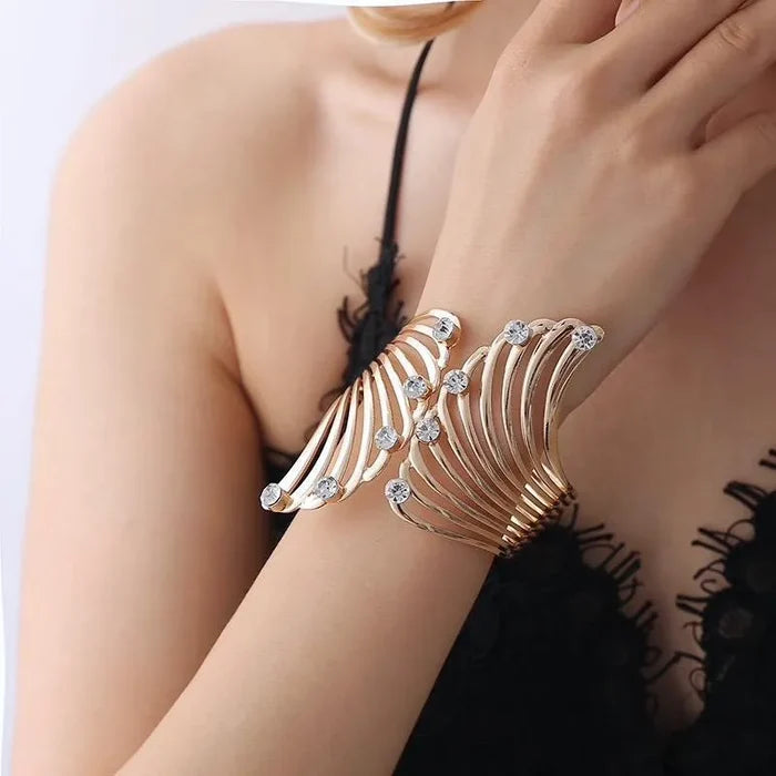 Bridal Jewelry - Cubic Zirconia Gold Cuff Bracelet
