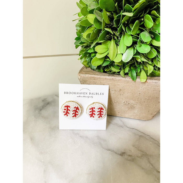Home Run Beaded Baseball Earrings