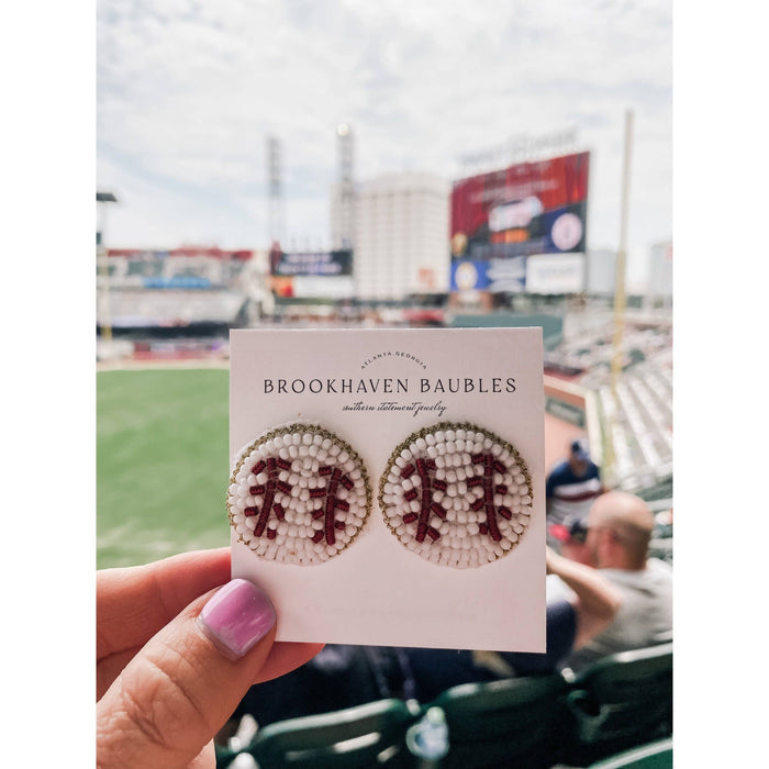 Home Run Beaded Baseball Earrings