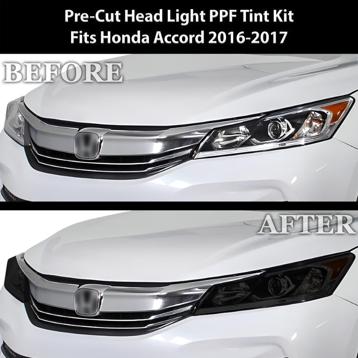 Full Headlight Taillight Precut Smoked PPF Tint Kit Film Overlay Fits Honda Accord 2016 - 2017 - Bogar Tech Designs