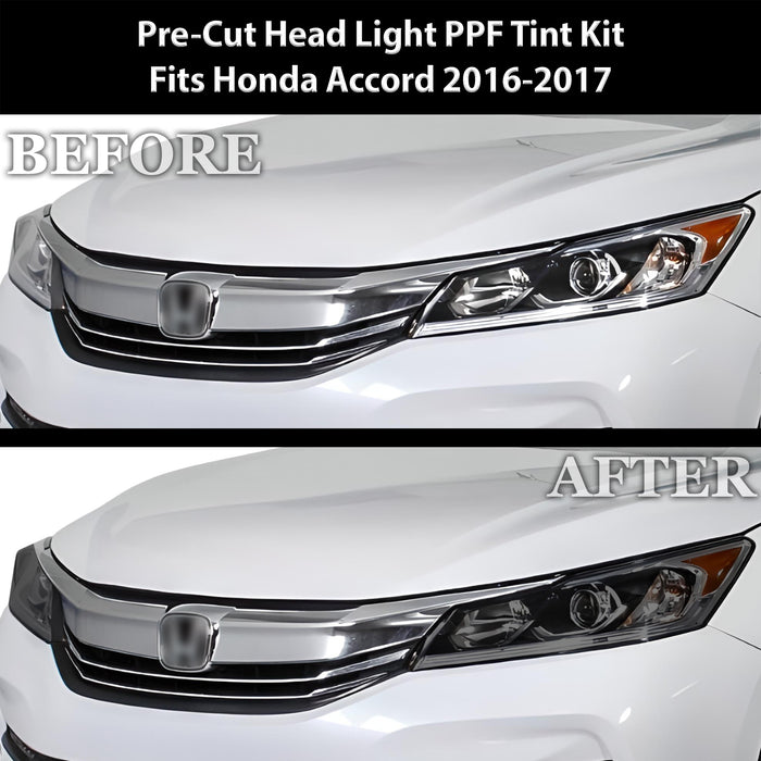 Full Headlight Taillight Precut Smoked PPF Tint Kit Film Overlay Fits Honda Accord 2016 - 2017 - Bogar Tech Designs