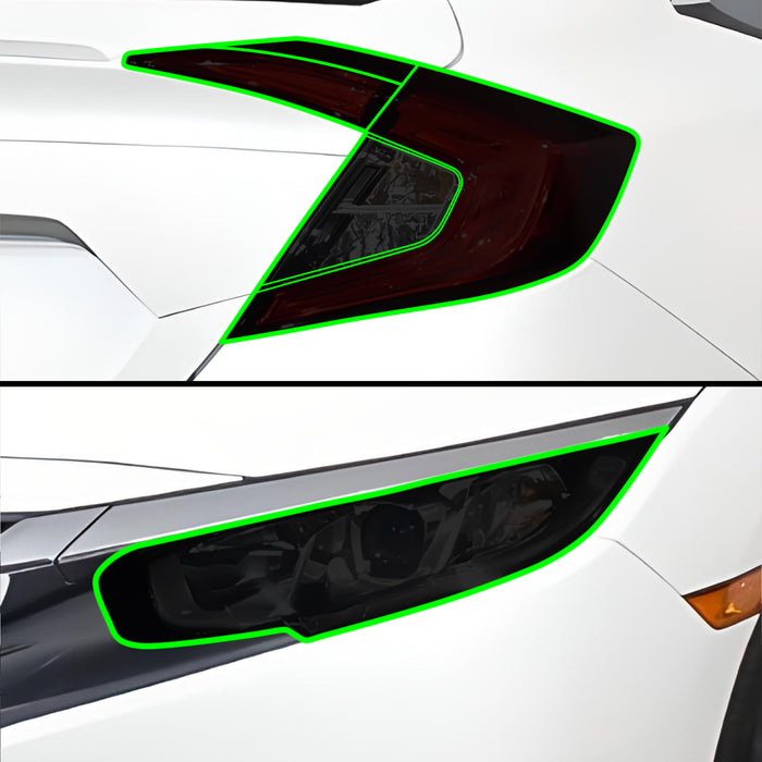 Full Headlight Taillight Precut Smoked PPF Tint Kit Film Overlay Fits Honda Civic 2016 - 2021 - Bogar Tech Designs