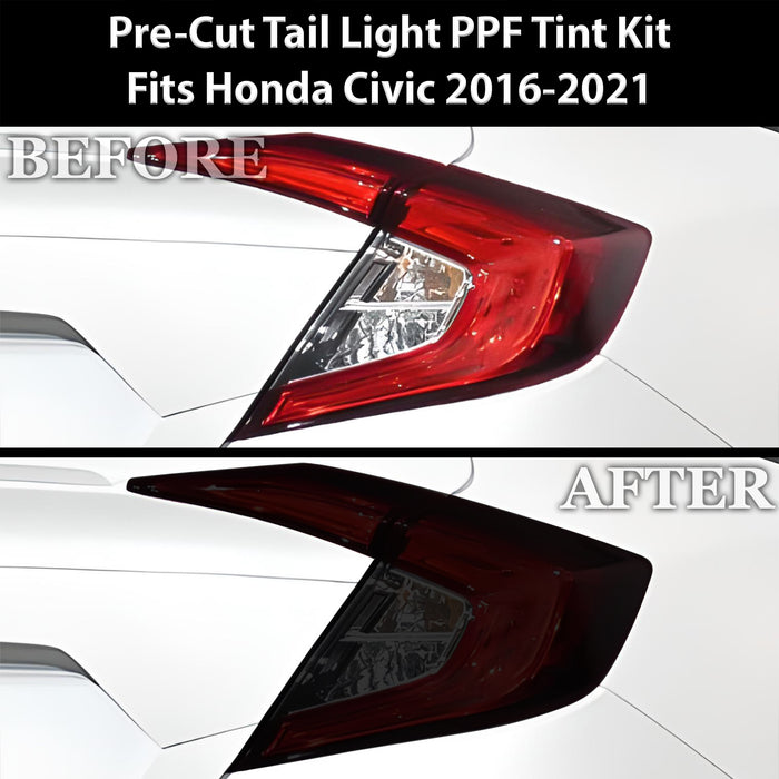Full Headlight Taillight Precut Smoked PPF Tint Kit Film Overlay Fits Honda Civic 2016 - 2021 - Bogar Tech Designs
