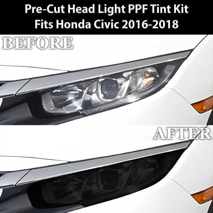 Full Headlight Taillight Precut Smoked PPF Tint Kit Film Overlay Fits Honda Civic 2016 - 2021 - Bogar Tech Designs