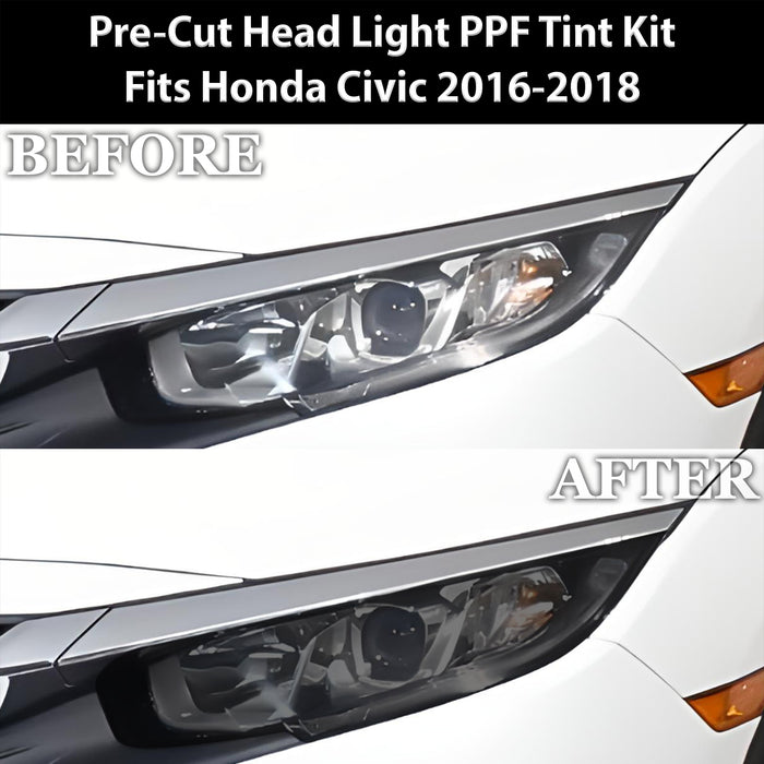 Full Headlight Taillight Precut Smoked PPF Tint Kit Film Overlay Fits Honda Civic 2016 - 2021 - Bogar Tech Designs