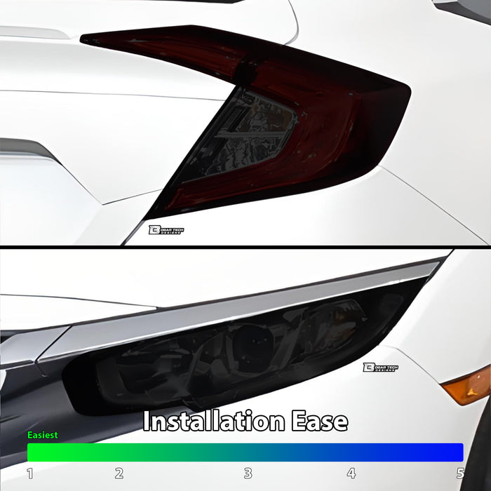 Full Headlight Taillight Precut Smoked PPF Tint Kit Film Overlay Fits Honda Civic 2016 - 2021 - Bogar Tech Designs
