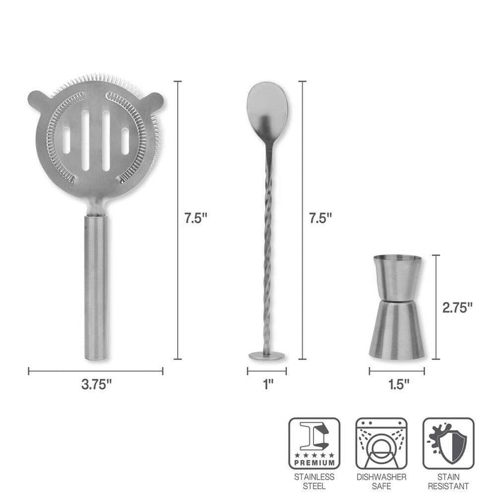 Houdini Barware - Houdini Satin Stainless Steel 5pc Bar Tool Set