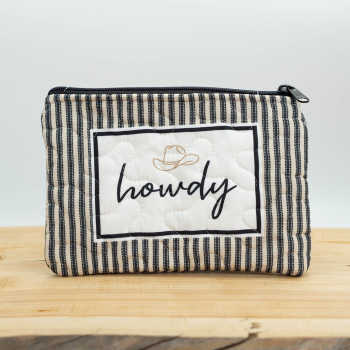 Howdy Ticking Quilted Zipper Bag #QMB247KH