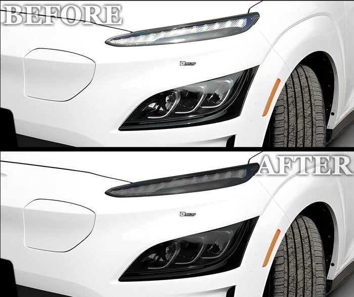 Full Headlight Taillight Precut Smoked PPF Tint Kit Film Overlay Fits Hyundai Kona Electric 2022 - 2023 - Bogar Tech Designs