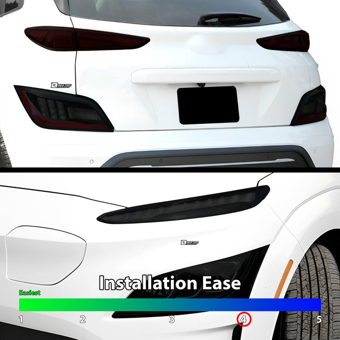 Full Headlight Taillight Precut Smoked PPF Tint Kit Film Overlay Fits Hyundai Kona Electric 2022 - 2023 - Bogar Tech Designs