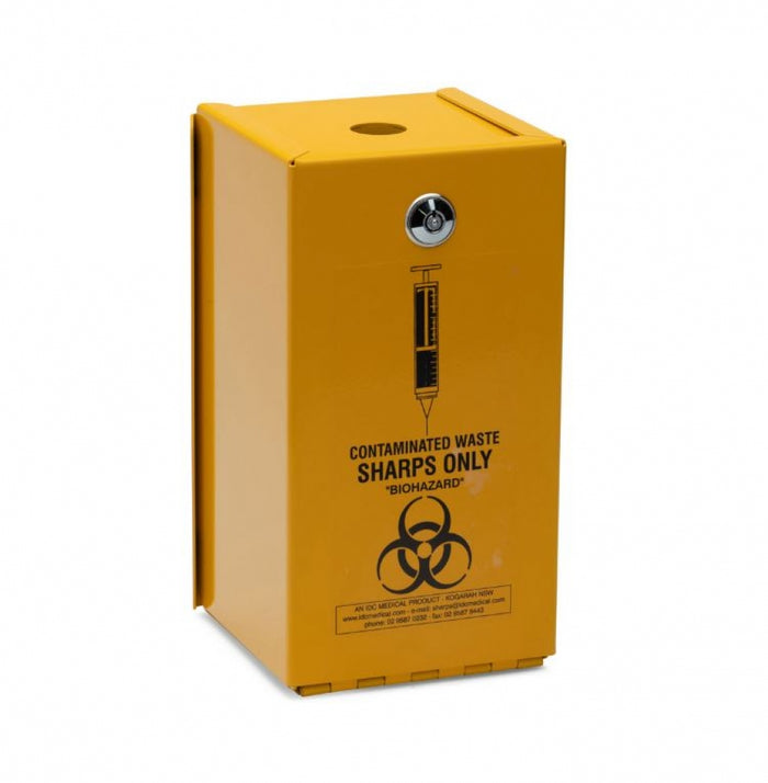IDC Medical YA2L-H Steel Security Safe Sharps Disposal Hinged 2L