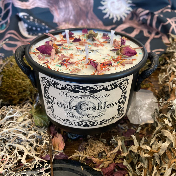 Triple Goddess Sacred Cauldron Candles