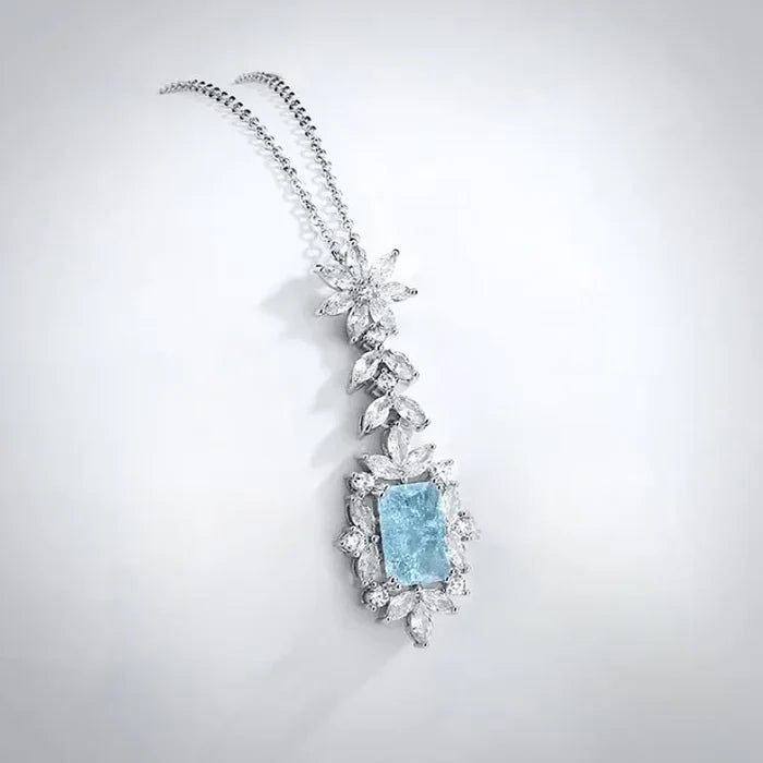 Wedding Jewelry - Aqua Blue Cubic Zirconia Bridal Necklace