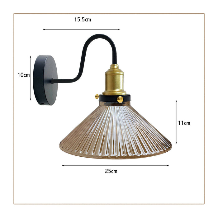 Industrial Ribbed Glass Wall Light Fits Standard UK Wall Lights (E27) ~1774