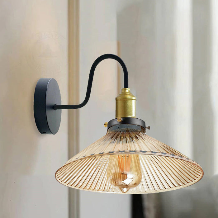 Industrial Ribbed Glass Wall Light Fits Standard UK Wall Lights (E27) ~1774