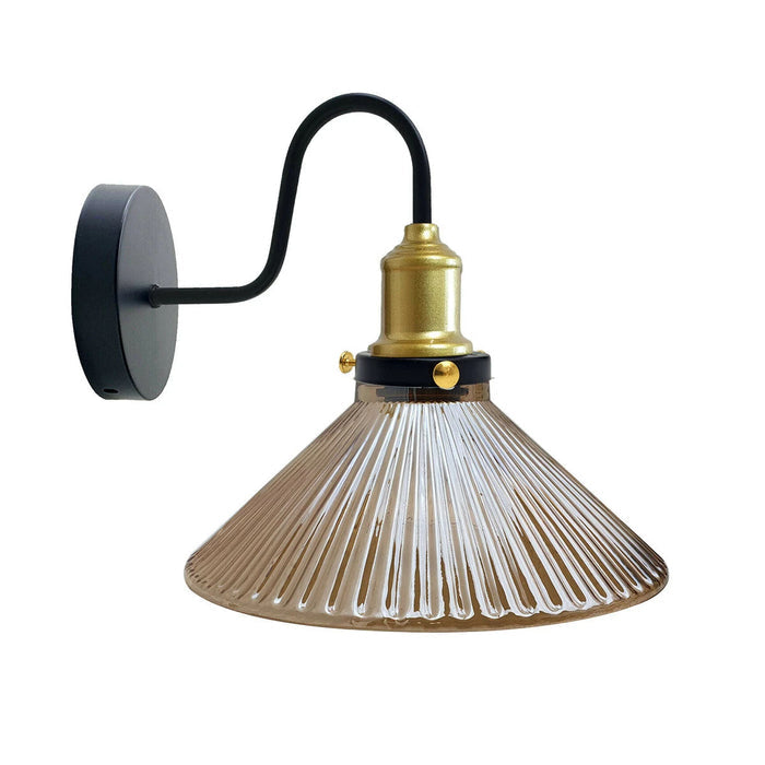 Industrial Ribbed Glass Wall Light Fits Standard UK Wall Lights (E27) ~1774