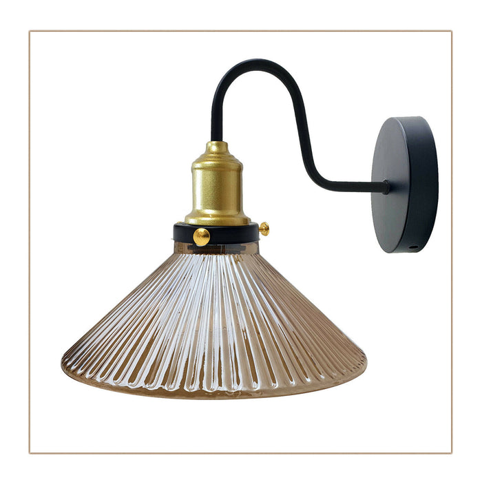 Industrial Ribbed Glass Wall Light Fits Standard UK Wall Lights (E27) ~1774