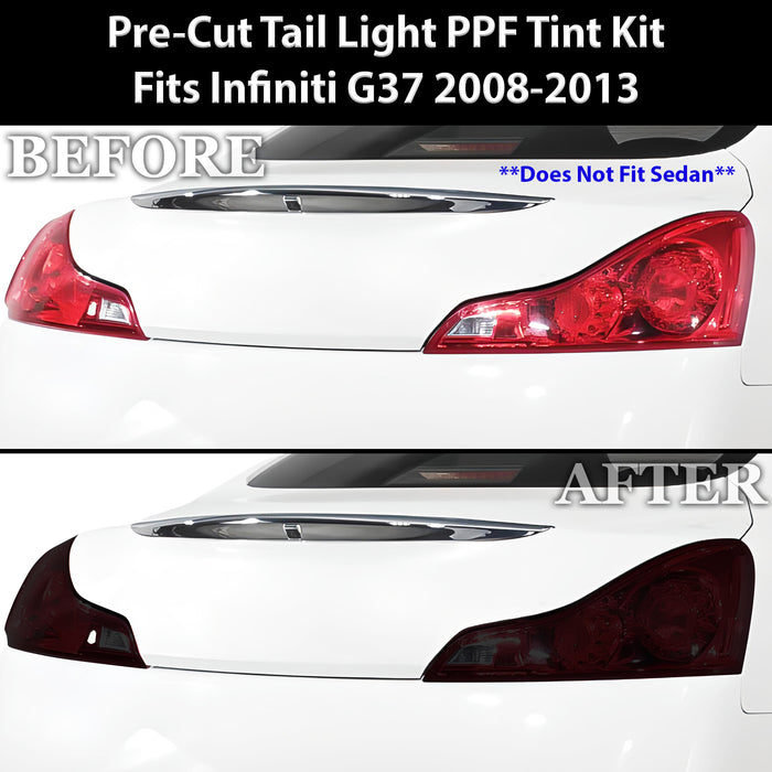 Full Headlight Taillight Precut Smoked PPF Tint Kit Film Overlay Fits Infiniti G37 2008 - 2013 - Bogar Tech Designs