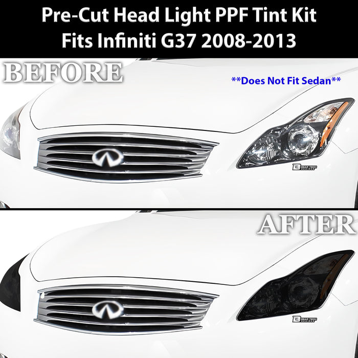 Full Headlight Taillight Precut Smoked PPF Tint Kit Film Overlay Fits Infiniti G37 2008 - 2013 - Bogar Tech Designs