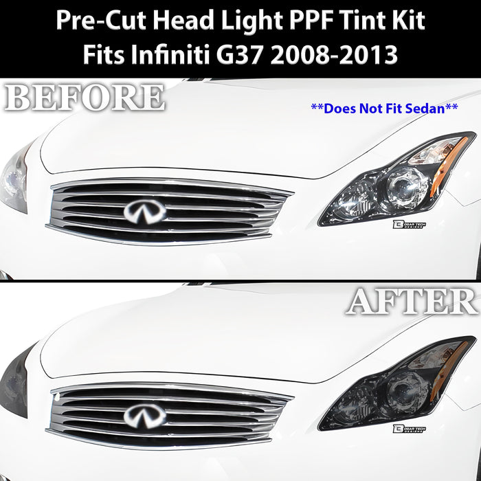 Full Headlight Taillight Precut Smoked PPF Tint Kit Film Overlay Fits Infiniti G37 2008 - 2013 - Bogar Tech Designs