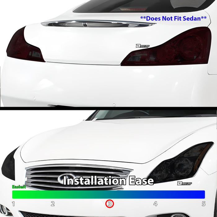 Full Headlight Taillight Precut Smoked PPF Tint Kit Film Overlay Fits Infiniti G37 2008 - 2013 - Bogar Tech Designs