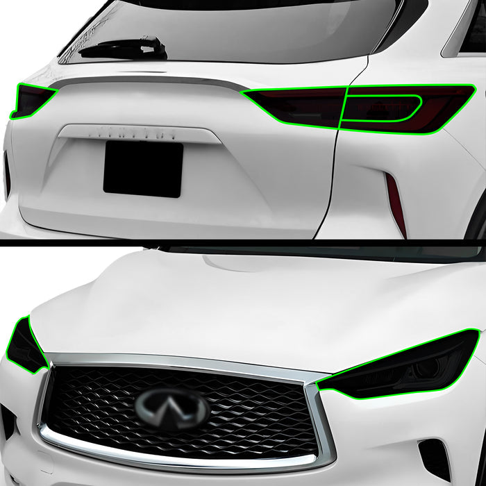 Full Headlight Taillight Precut Smoked PPF Tint Kit Film Overlay Fits Infiniti QX50 2019 - 2025 - Bogar Tech Designs