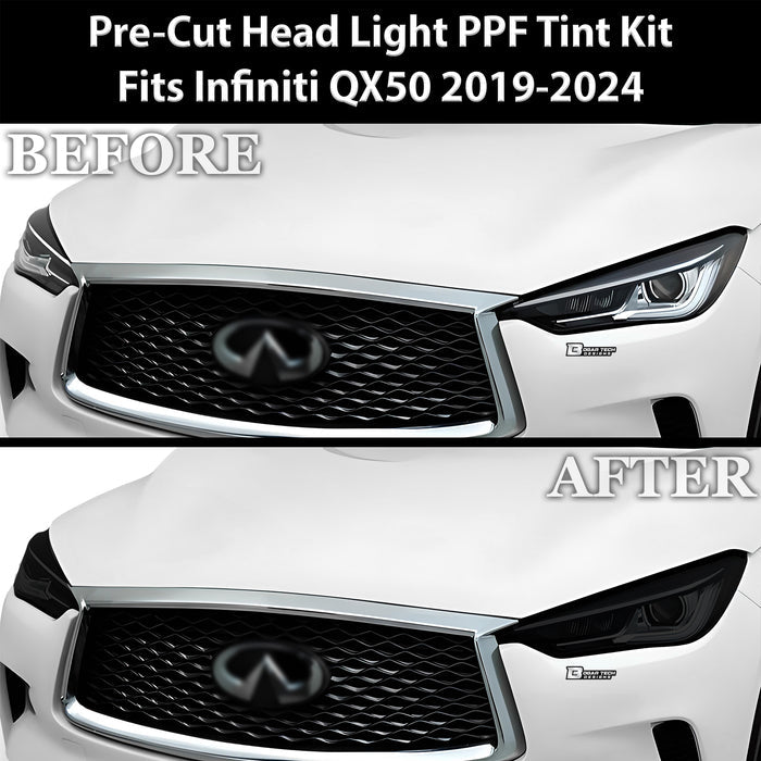 Full Headlight Taillight Precut Smoked PPF Tint Kit Film Overlay Fits Infiniti QX50 2019 - 2025 - Bogar Tech Designs