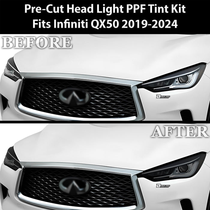 Full Headlight Taillight Precut Smoked PPF Tint Kit Film Overlay Fits Infiniti QX50 2019 - 2025 - Bogar Tech Designs