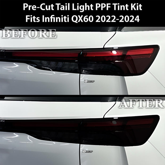 Full Headlight Taillight Precut Smoked PPF Tint Kit Film Overlay Fits Infiniti QX60 2022 - 2024 - Bogar Tech Designs