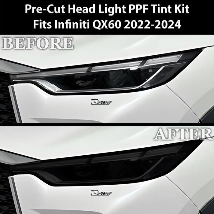 Full Headlight Taillight Precut Smoked PPF Tint Kit Film Overlay Fits Infiniti QX60 2022 - 2024 - Bogar Tech Designs
