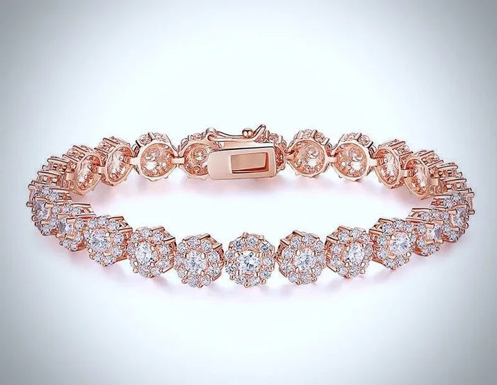 Wedding Jewelry - Cubic Zirconia Bridal Bracelet - Available in Rose Gold and Silver