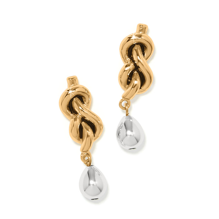 Interlok Single Knot Drop Earrings/Gold-Silver 2
