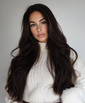 invisible clip-in hair extensions dark brown.