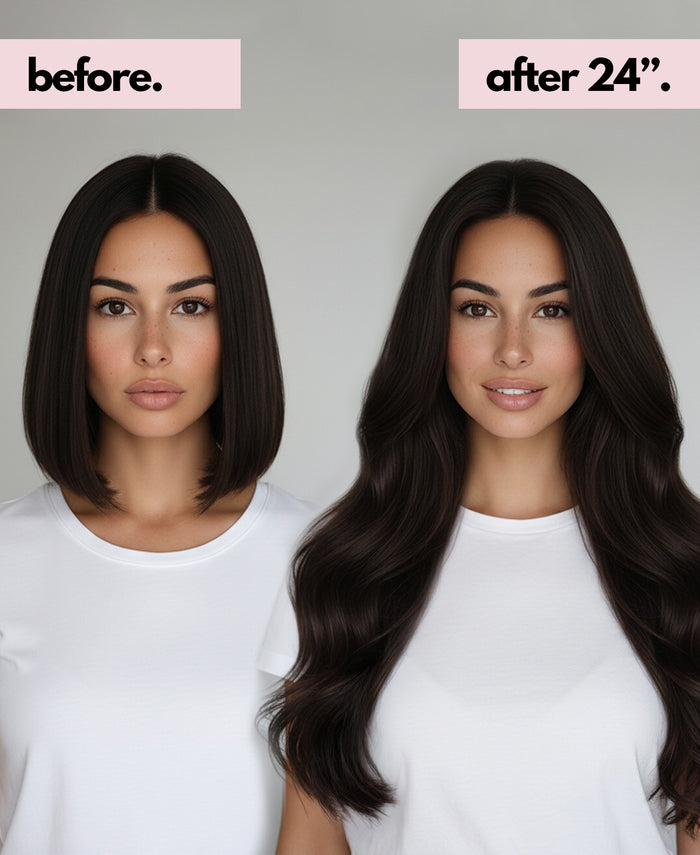 invisible clip-in hair extensions dark brown.
