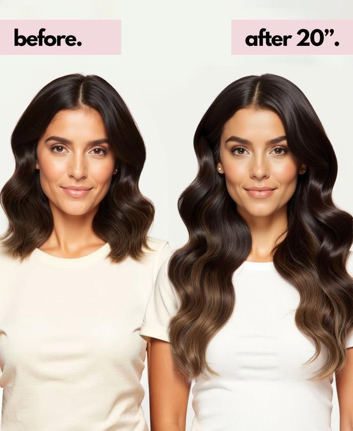 invisible clip-in hair extensions dimensional brown.