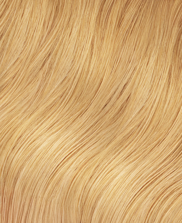 invisible clip-in hair extensions honey blonde.