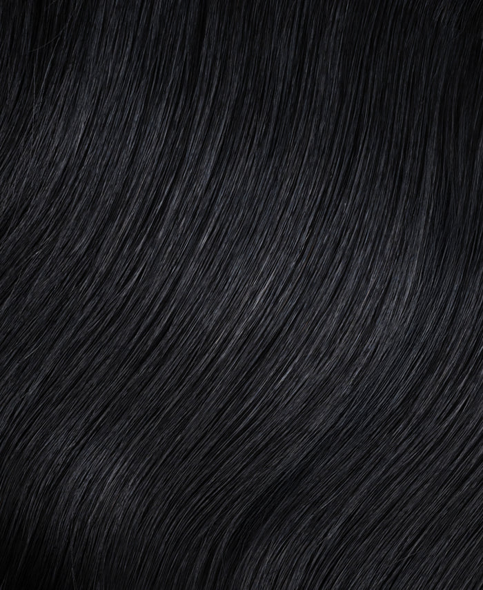invisible clip-in hair extensions jet black.