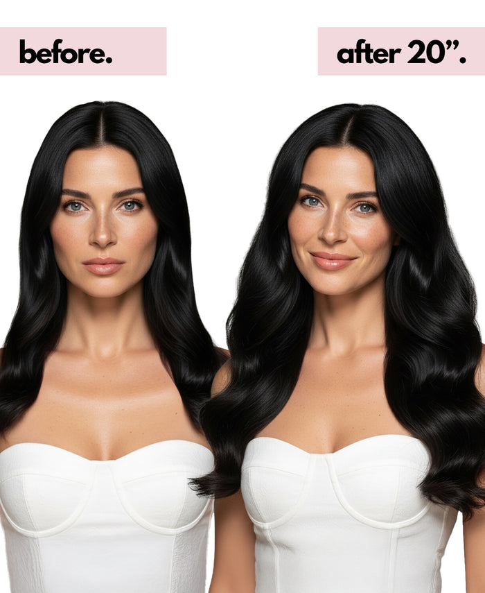 invisible clip-in hair extensions jet black.