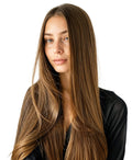 invisible clip-in hair extensions light brown.