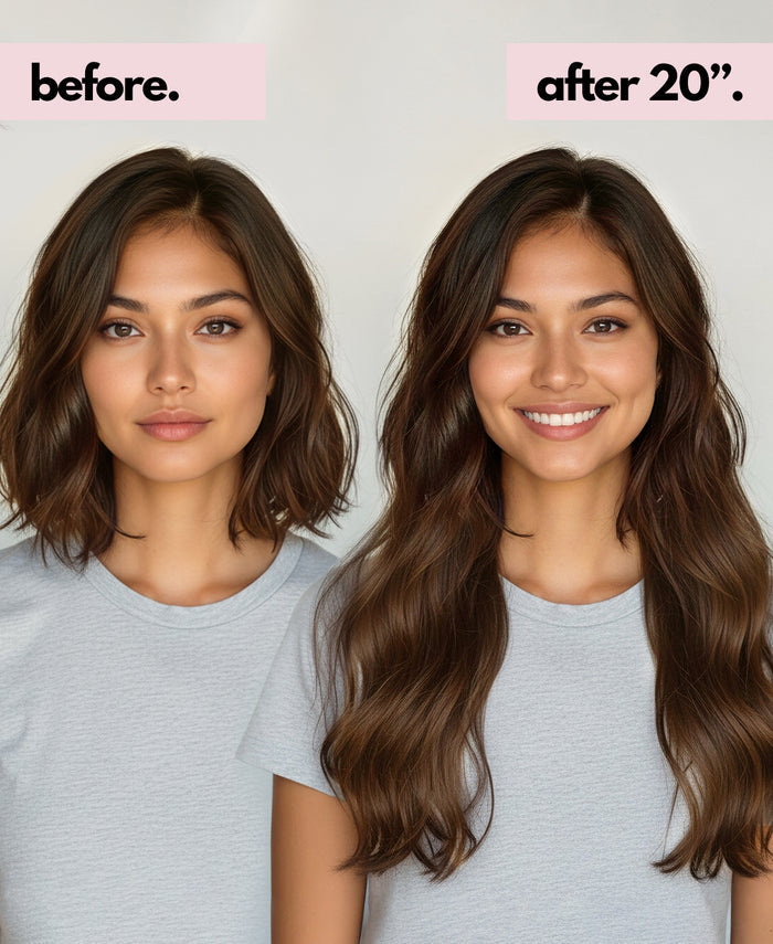 invisible clip-in hair extensions medium brown.
