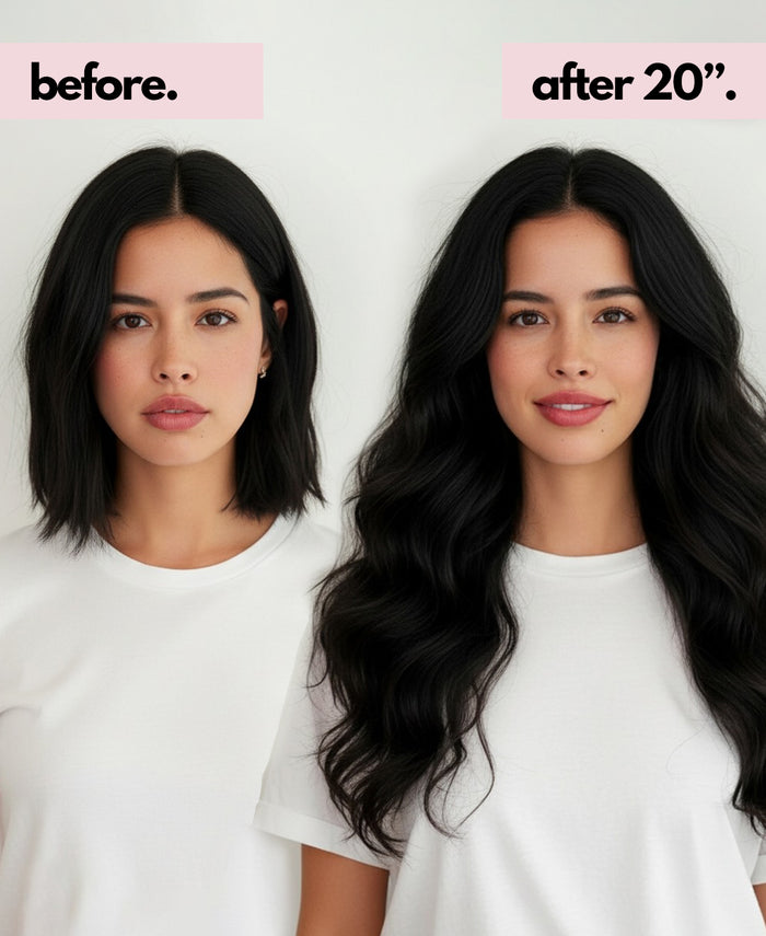 invisible clip-in hair extensions natural black.