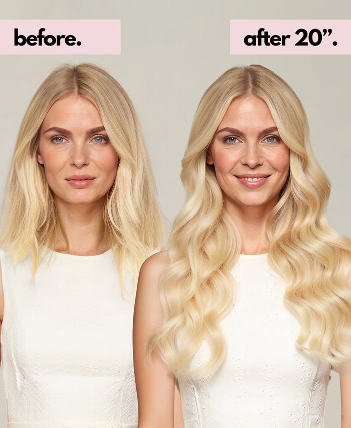 invisible clip-in hair extensions platinum blonde.