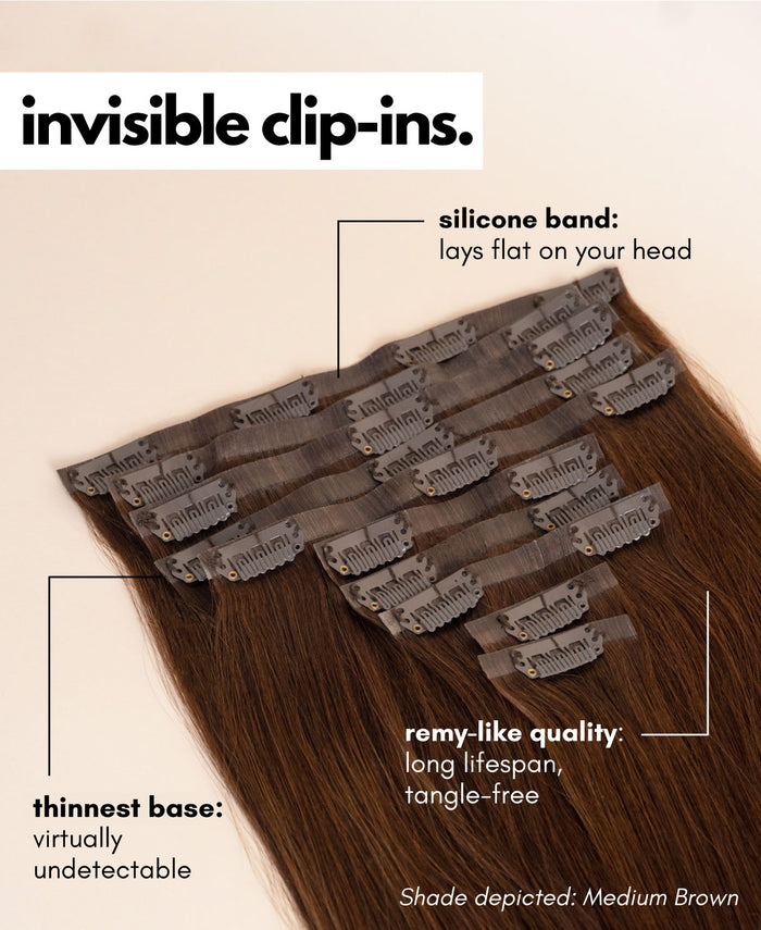 invisible clip-in hair extensions ruby red.