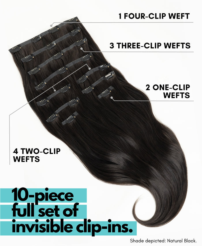 invisible clip-in hair extensions ruby red.