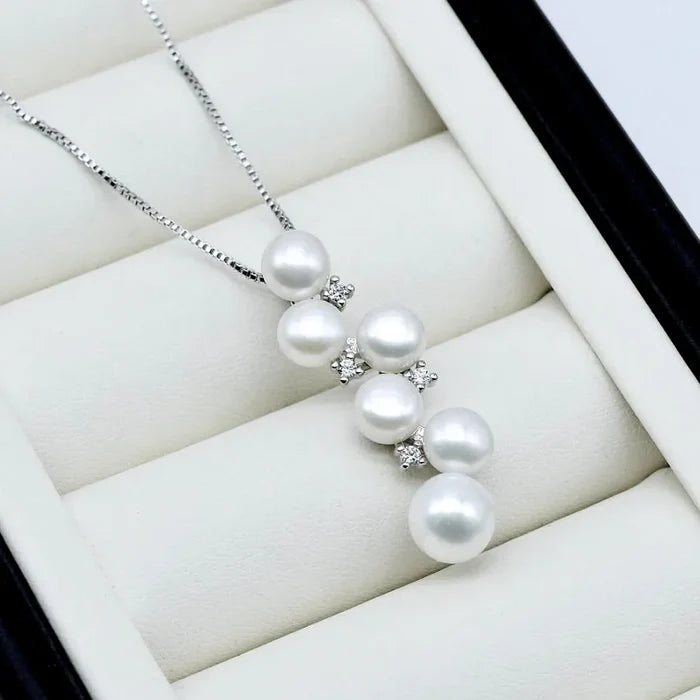 Pearl Wedding Jewelry - Freshwater Pearl and Sterling Silver Bridal Necklace